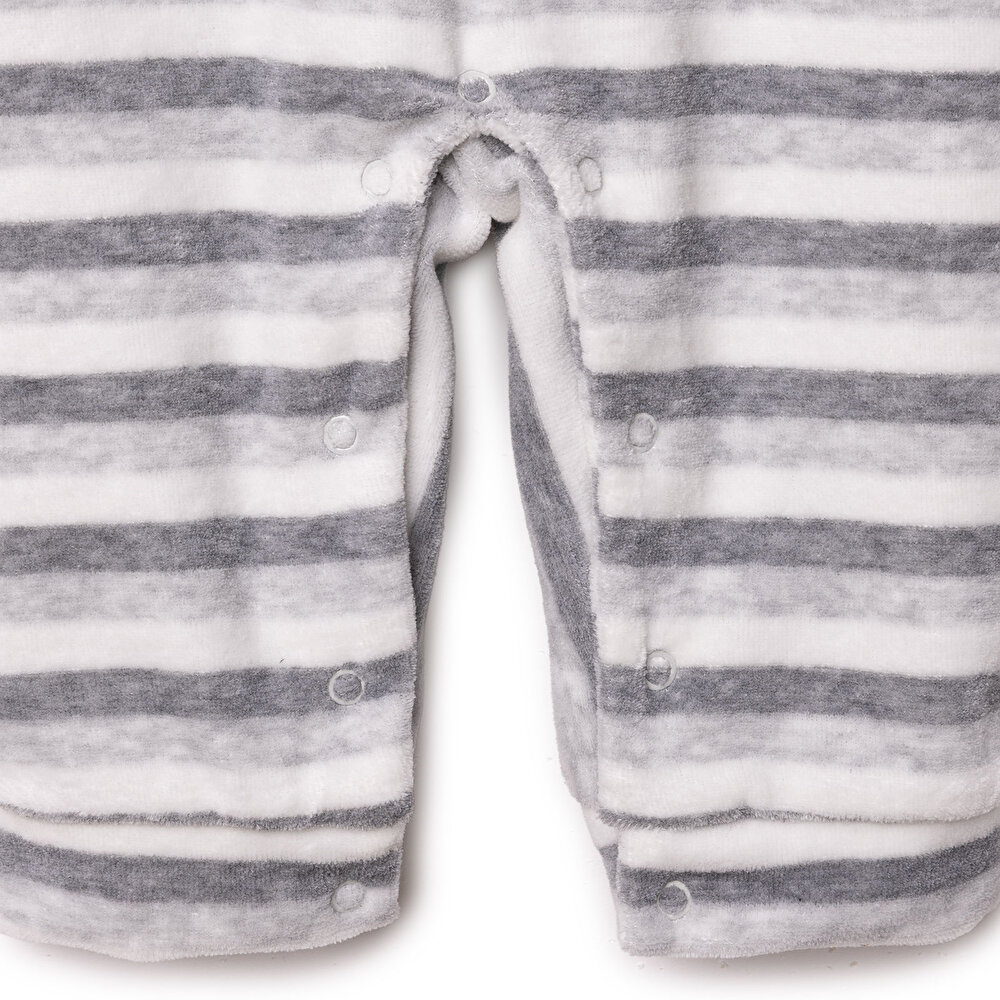 Erkek Bebek Yenidoğan Salopet-Sweatshirt Çıtçıtlı Happy Penguin Bisiklet Yaka Uzun Kol Patiksiz Paç