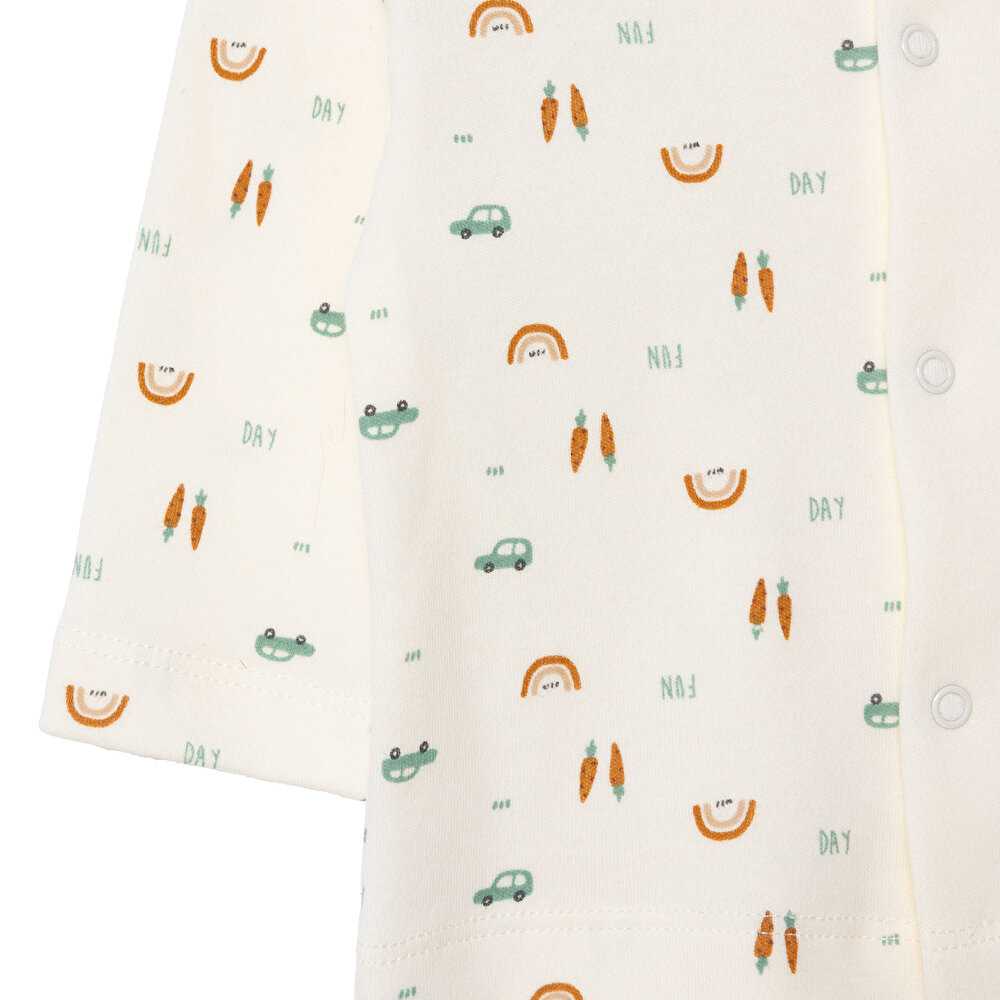 Erkek Bebek Yenidoğan Wooden Car Hırka-Patikli Alt İnterlok Bisiklet Yaka Uzun Kol