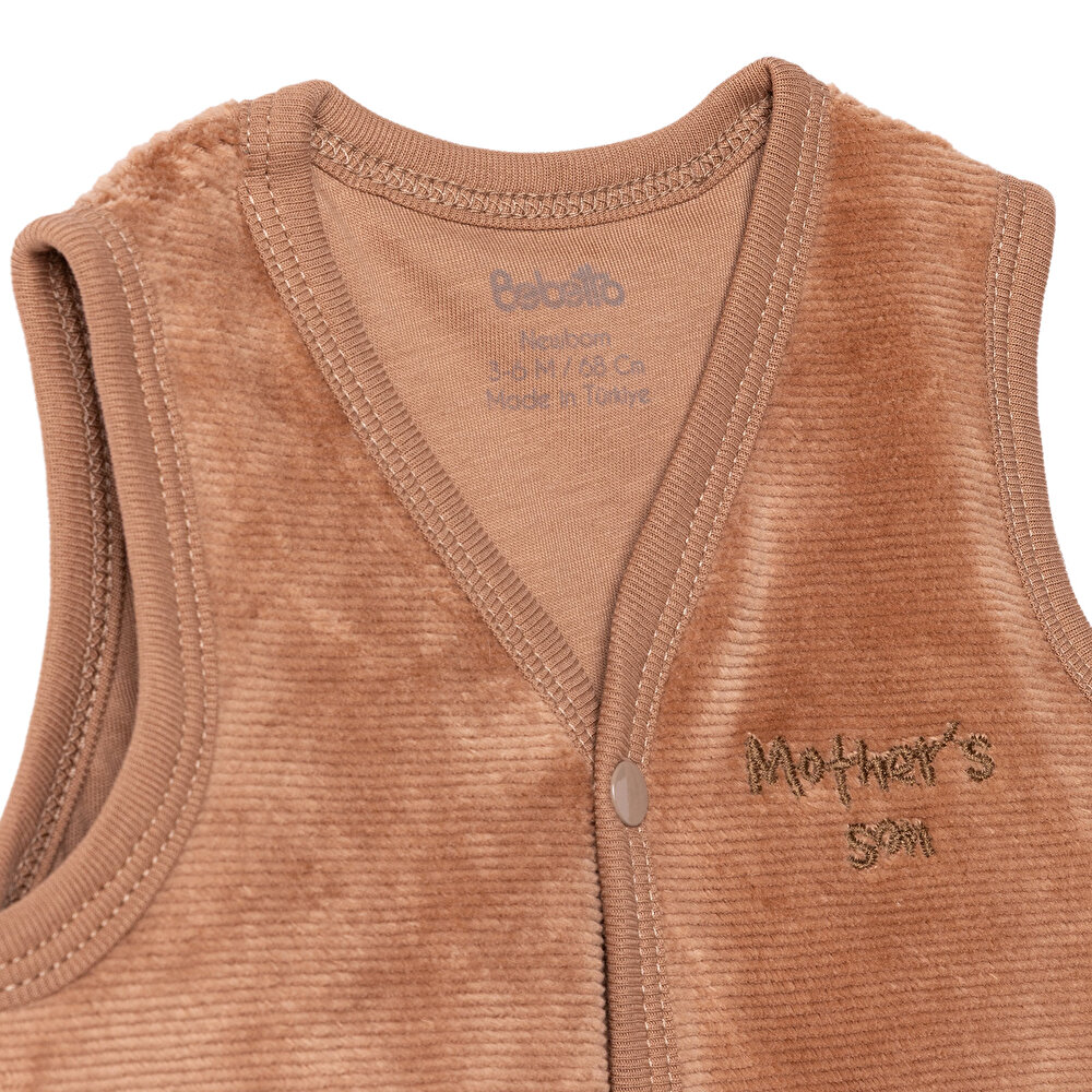 Erkek Bebek Yenidoğan Yelek Mother's Kadife V Yaka Atlet Kol