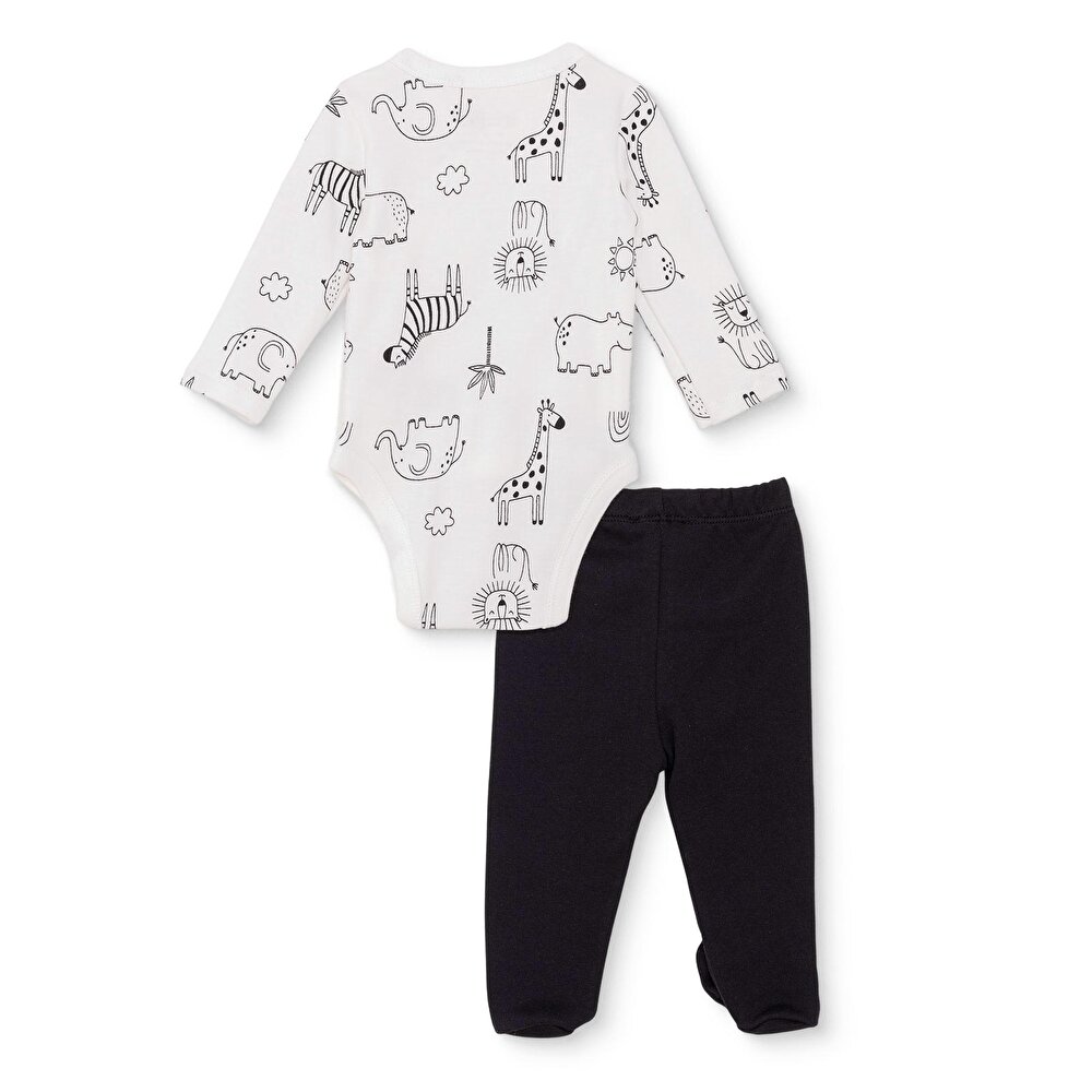 Erkek Bebek Yenidoğan Zıbın Body-Patikli Alt İnterlok Zarf Yaka Uzun Kol Patikli Paça