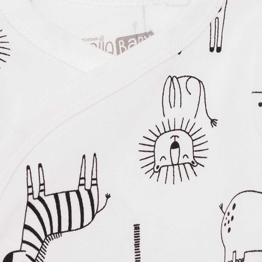 Erkek Bebek Yenidoğan Zıbın Body-Patikli Alt İnterlok Zarf Yaka Uzun Kol Patikli Paça