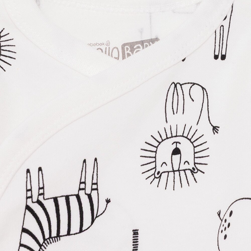 Erkek Bebek Yenidoğan Zıbın Body-Patikli Alt İnterlok Zarf Yaka Uzun Kol Patikli Paça