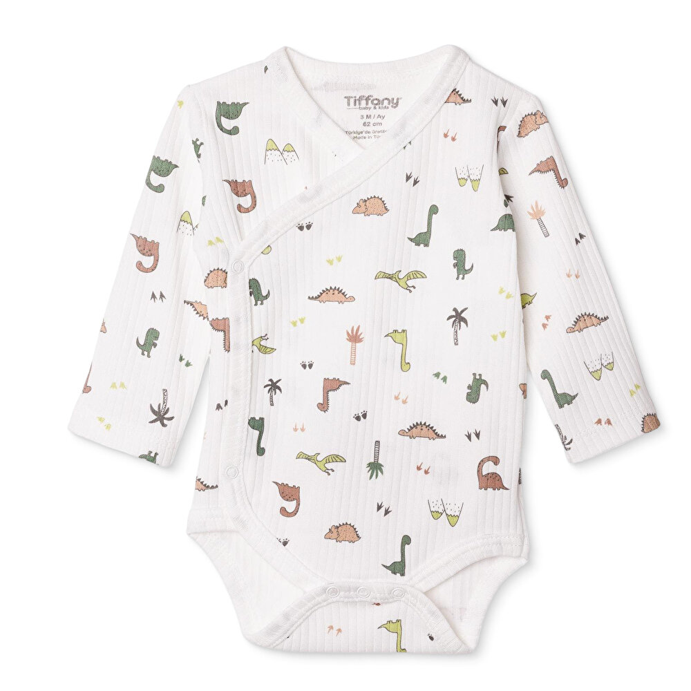 Erkek Bebek Zıbın Body İnterlok V Yaka Uzun Kol