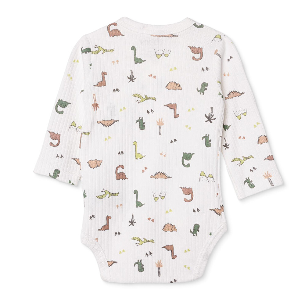 Erkek Bebek Zıbın Body İnterlok V Yaka Uzun Kol