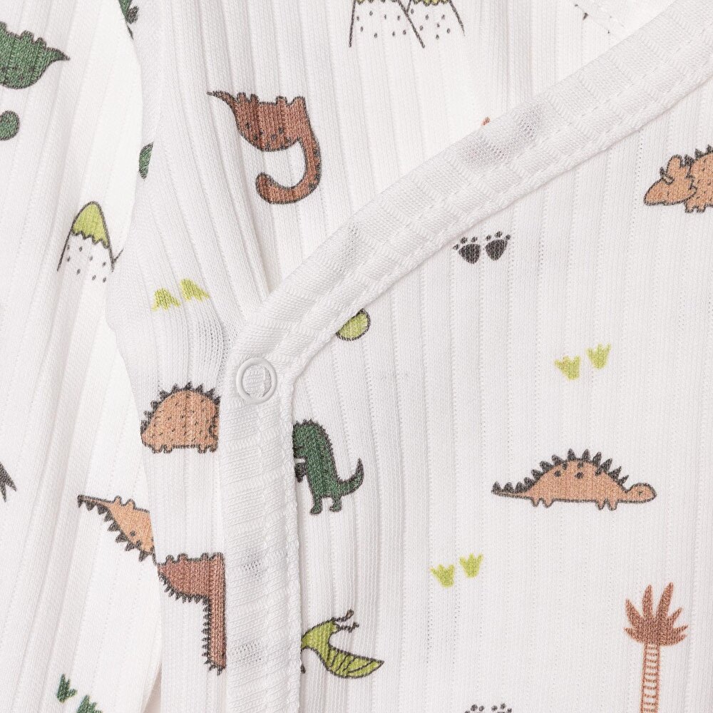 Erkek Bebek Zıbın Body İnterlok V Yaka Uzun Kol