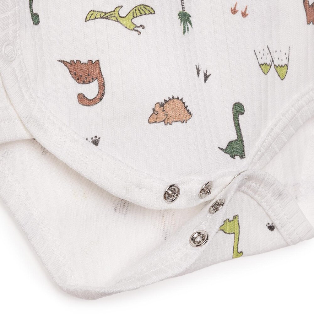 Erkek Bebek Zıbın Body İnterlok V Yaka Uzun Kol