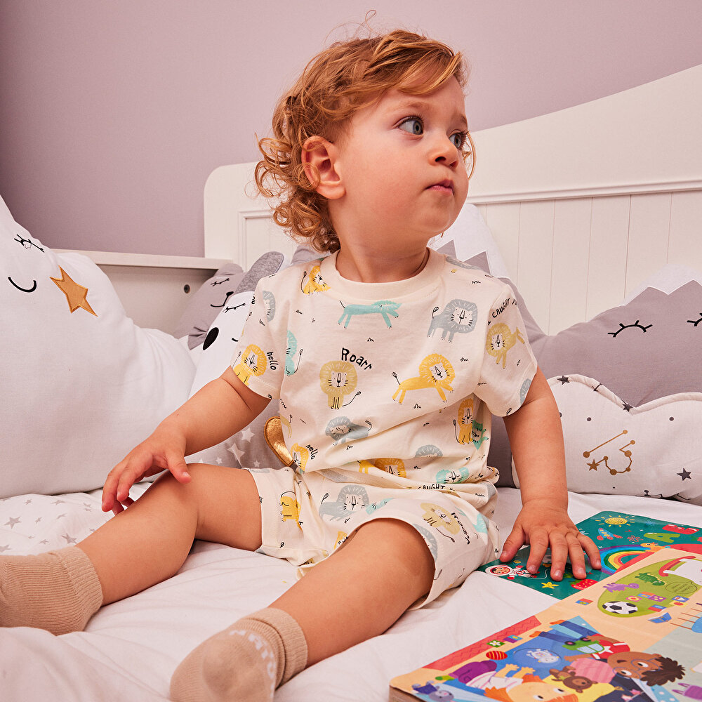 Erkek Bisiklet Yaka Kısa Kol Pijama Takımı