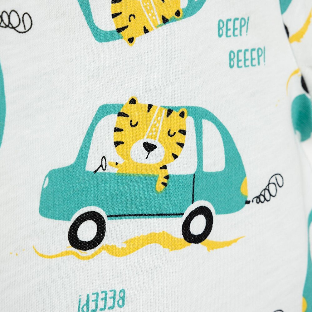 Erkek Kısa Kol Kaplan Desenli Bisiklet Yaka Pijama Takımı