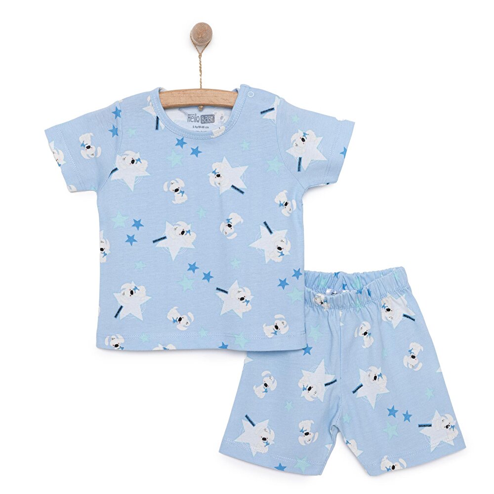 Erkek Kısa Kol Yıldız Desenli Bisiklet Yaka Pijama Takımı