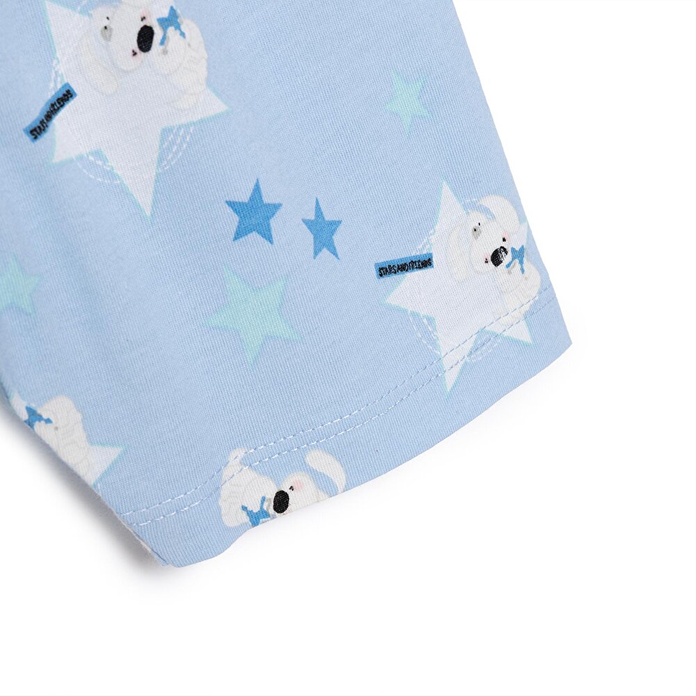 Erkek Kısa Kol Yıldız Desenli Bisiklet Yaka Pijama Takımı