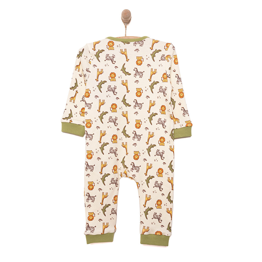 Erkek Uzun Kollu Hayvan Desenli Fermuarlı Patiksiz Tulum