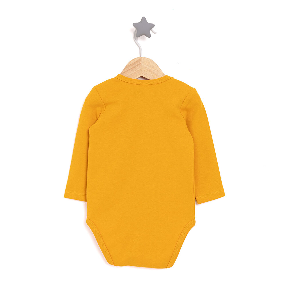 Erkek Bebek Body Ribana Çıtçıtlı Zıbın Uzun Kol Hardal