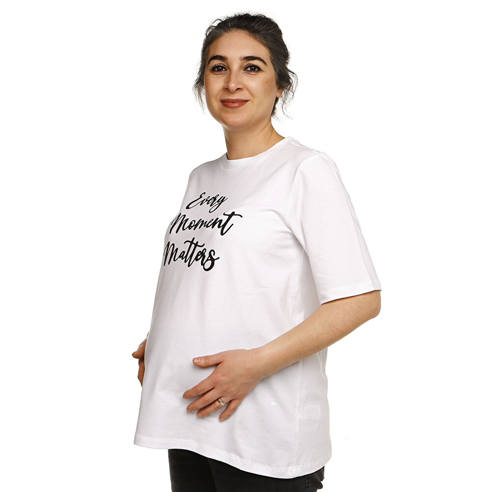 Black And White Hamile Kısa Kol Tshirt