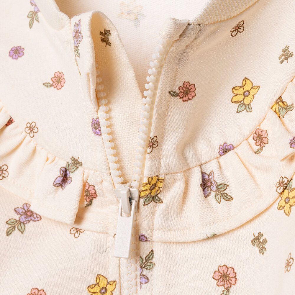 Kız Bebek Eşofman Takımı İki İplik Bisiklet Yaka Uzun Kol Reçme Paça