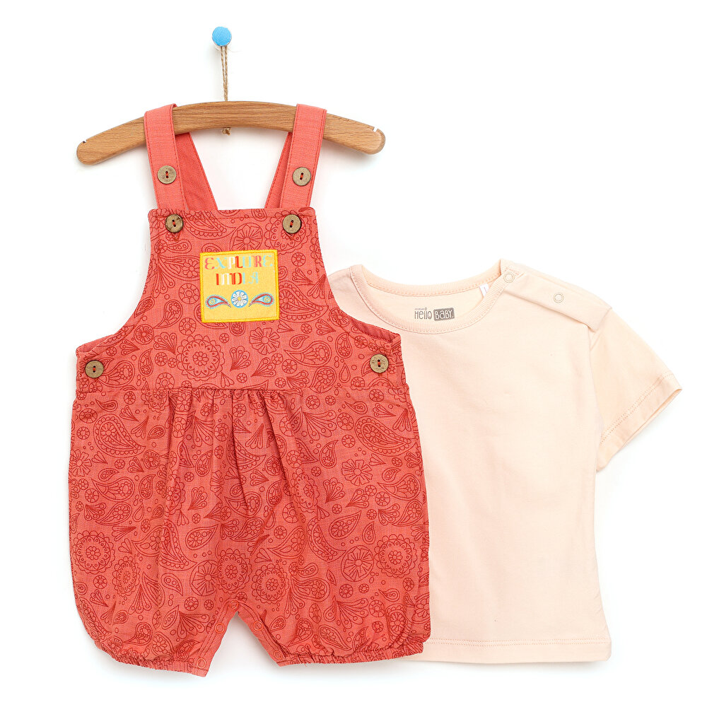 Ethnic World Şort Salopet-Tshirt Kız Bebek