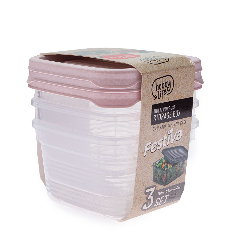 Festiva Kare Saklama Kabı 250ml - Pembe