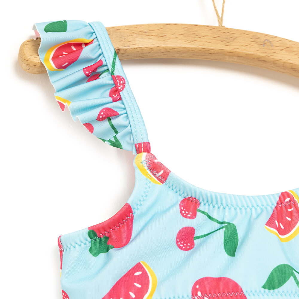 Fırfırlı Meyve Desenli Bikini Takımı Kız Bebek