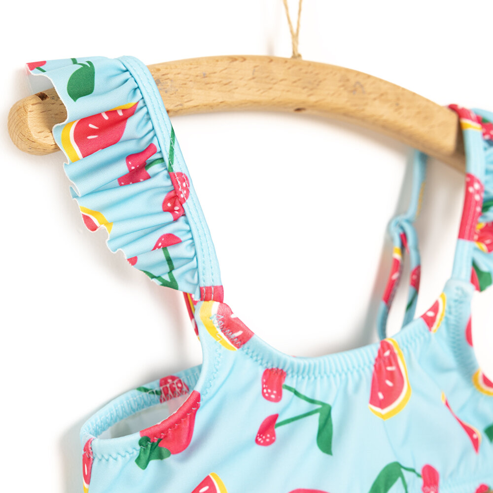 Fırfırlı Meyve Desenli Bikini Takımı Kız Bebek