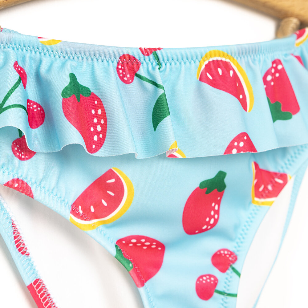 Fırfırlı Meyve Desenli Bikini Takımı Kız Bebek