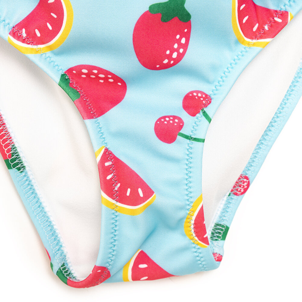 Fırfırlı Meyve Desenli Bikini Takımı Kız Bebek