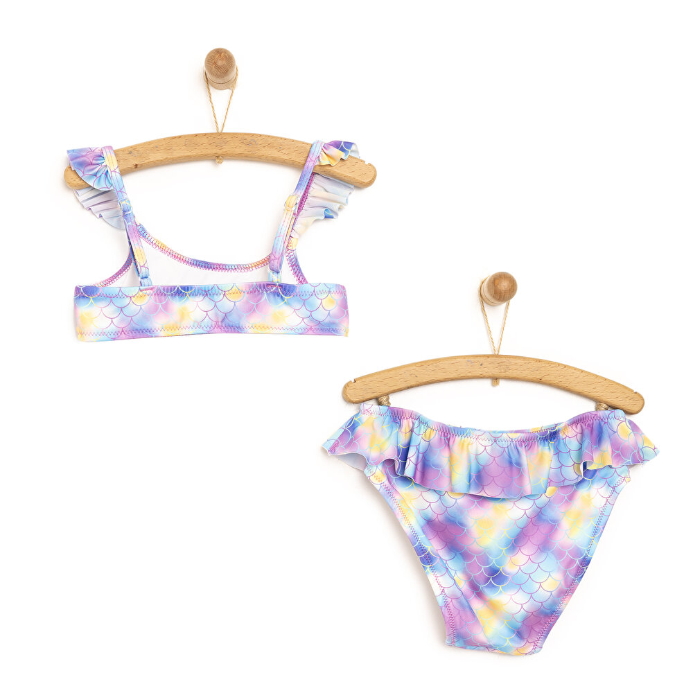 Fırfırlı Pul Desenli Bikini Takımı Kız Bebek
