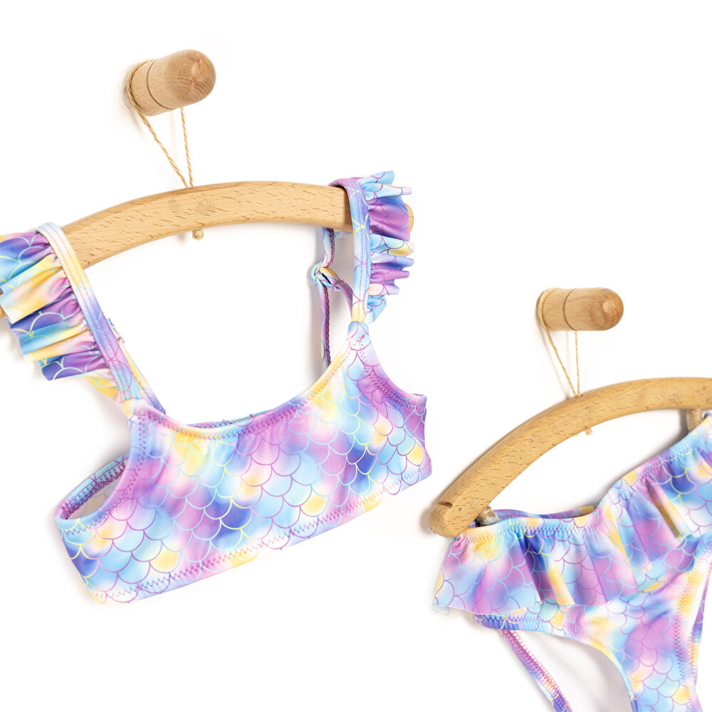 Fırfırlı Pul Desenli Bikini Takımı Kız Bebek