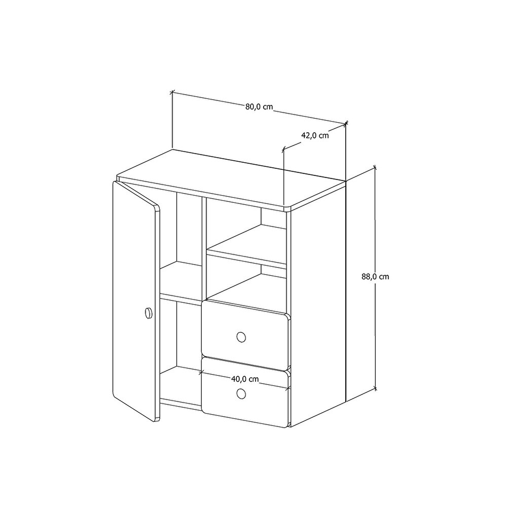 Fly 2 Çekmece 1 Kapaklı Şifonyer
