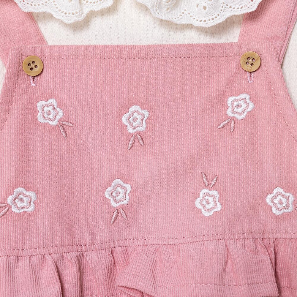 Kız Bebek Forest Flower Elbise Tshirt Kadife Uzun Kol