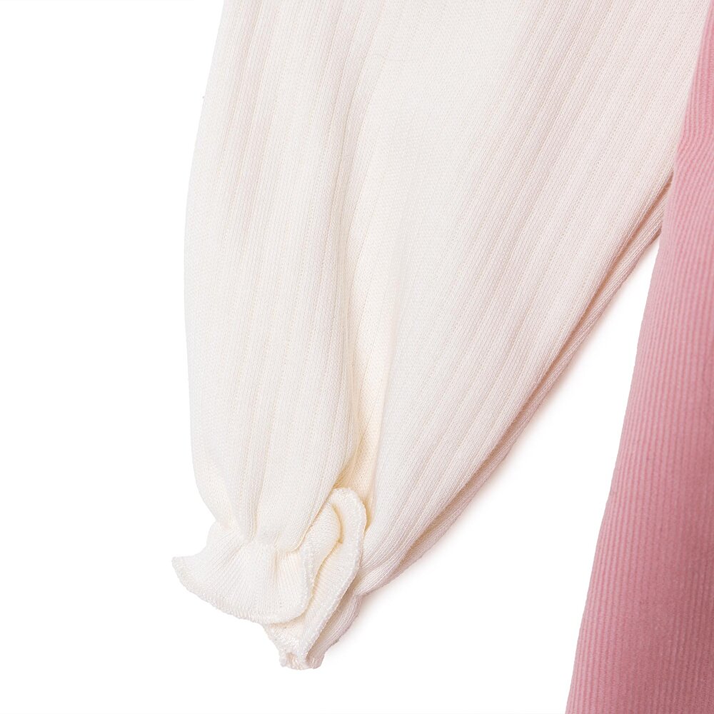 Kız Bebek Forest Flower Elbise Tshirt Kadife Uzun Kol