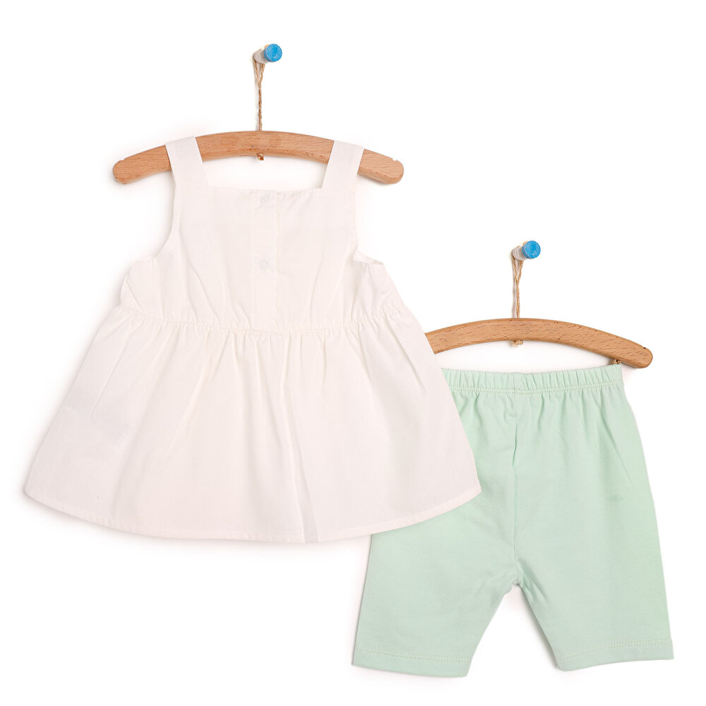 Fruit Season Büzgü Detaylı Poplin Bluz - Tayt Takım Kız Bebek