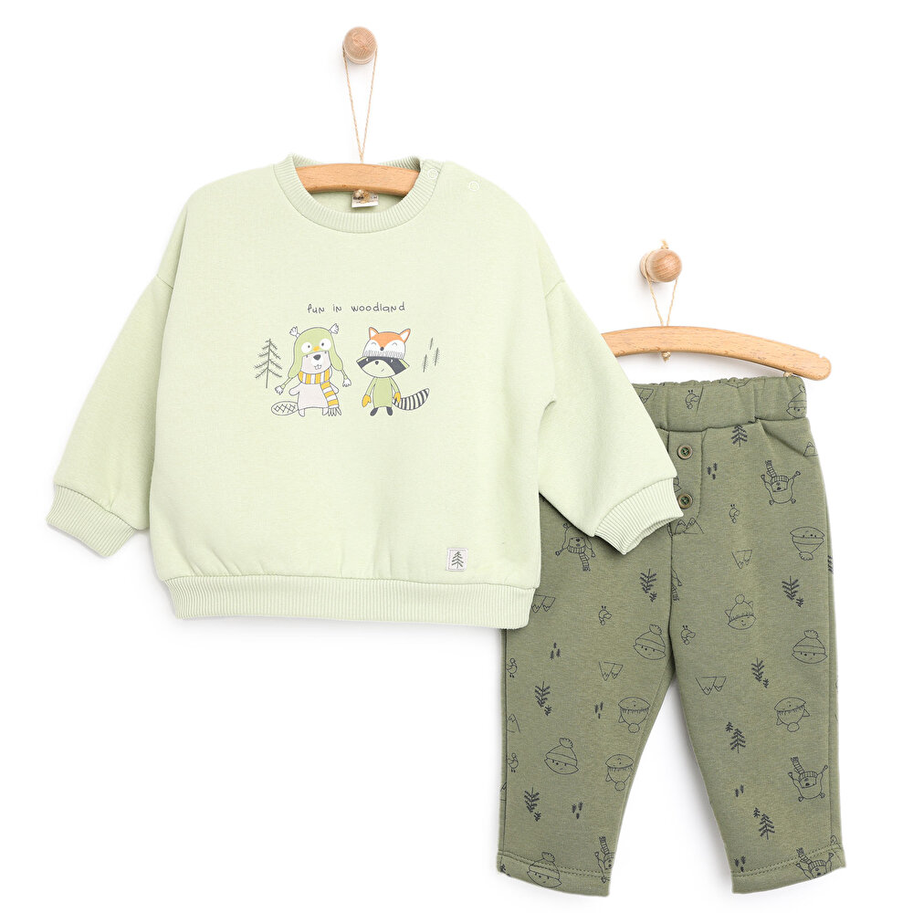 Fun In Woodland Sweatshirt-Patiksiz Alt Erkek Bebek