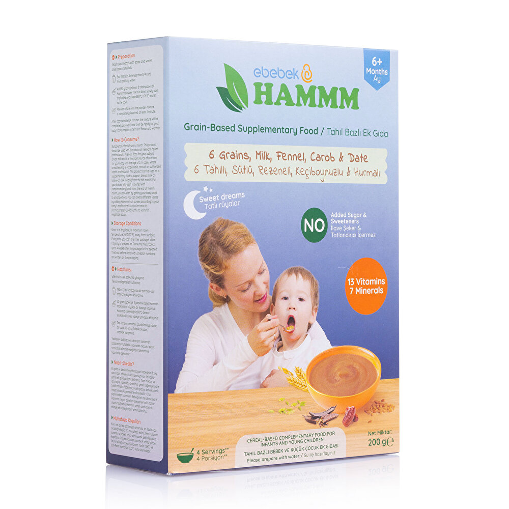Gece 6 Tahıllı Sütlü Rezeneli Keçiboynuzlu Hurma Kaşık Mama 200gr.