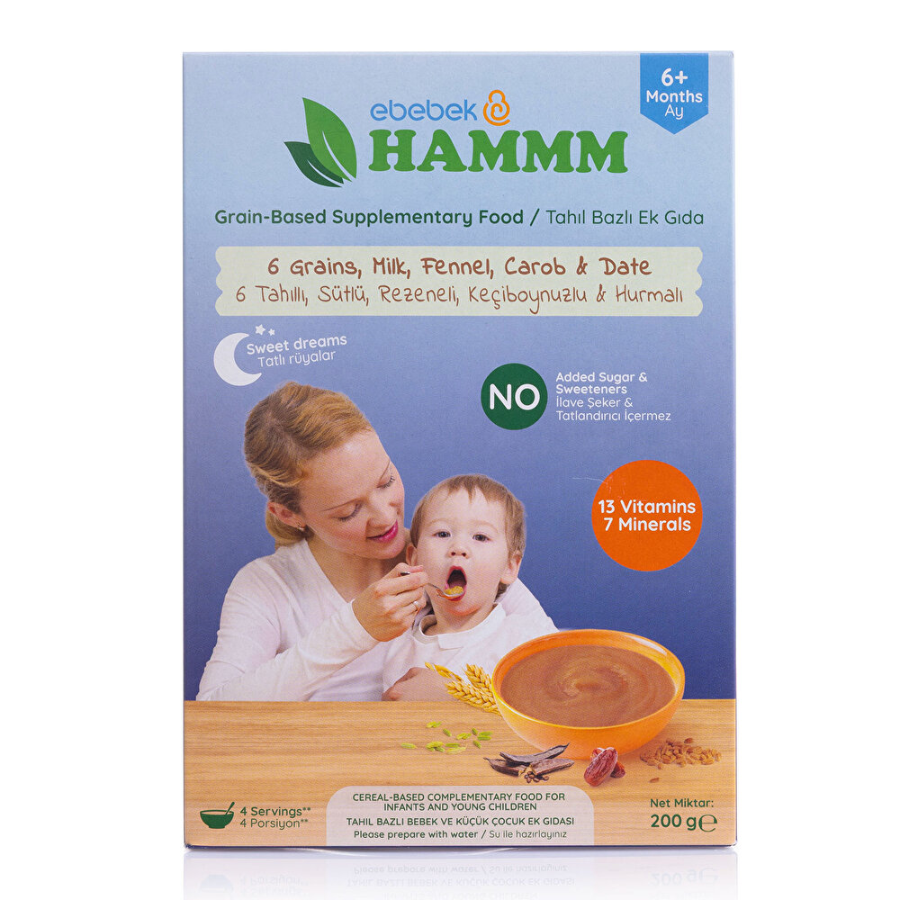 Gece 6 Tahıllı Sütlü Rezeneli Keçiboynuzlu Hurma Kaşık Mama 200gr.
