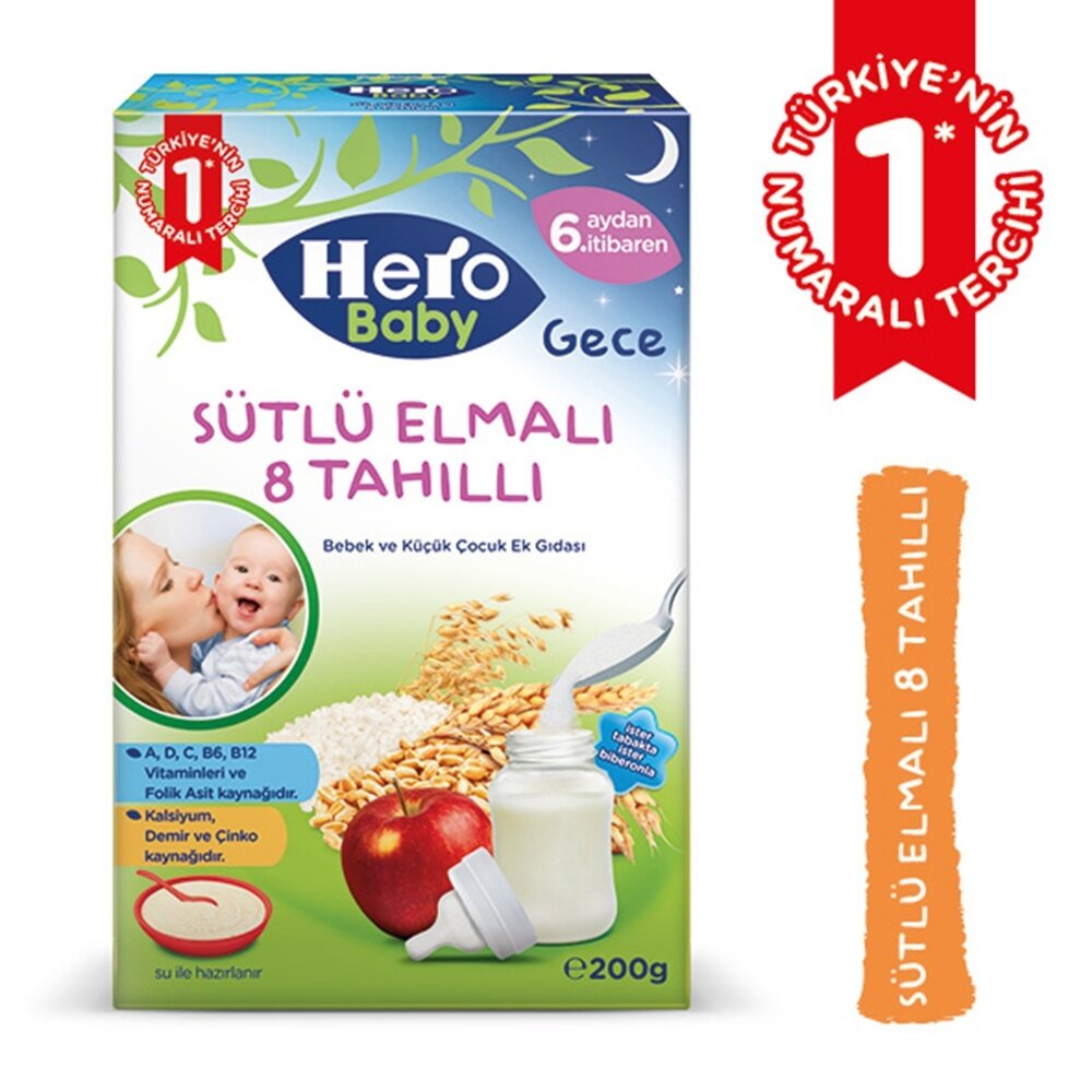 Gece Sütlü Elmalı 8 Tahıllı Kaşık Maması 200 gr