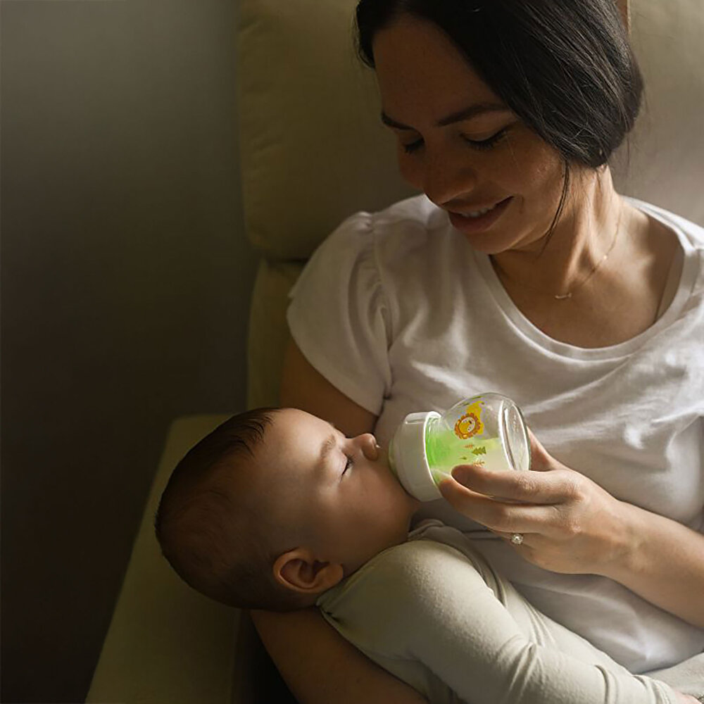 DB 21601 Geniş Ağız Anti-Kolik Options+ Desenli Cam Biberon 60 ml Aslan, Tekli paket