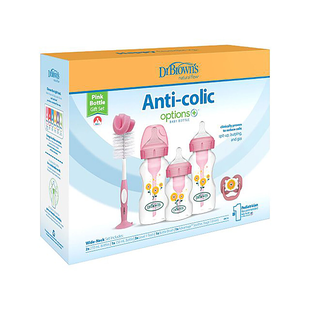 DB 3610 Geniş Ağız Anti-Kolik Options+ PP Biberon Pembe Hediye set