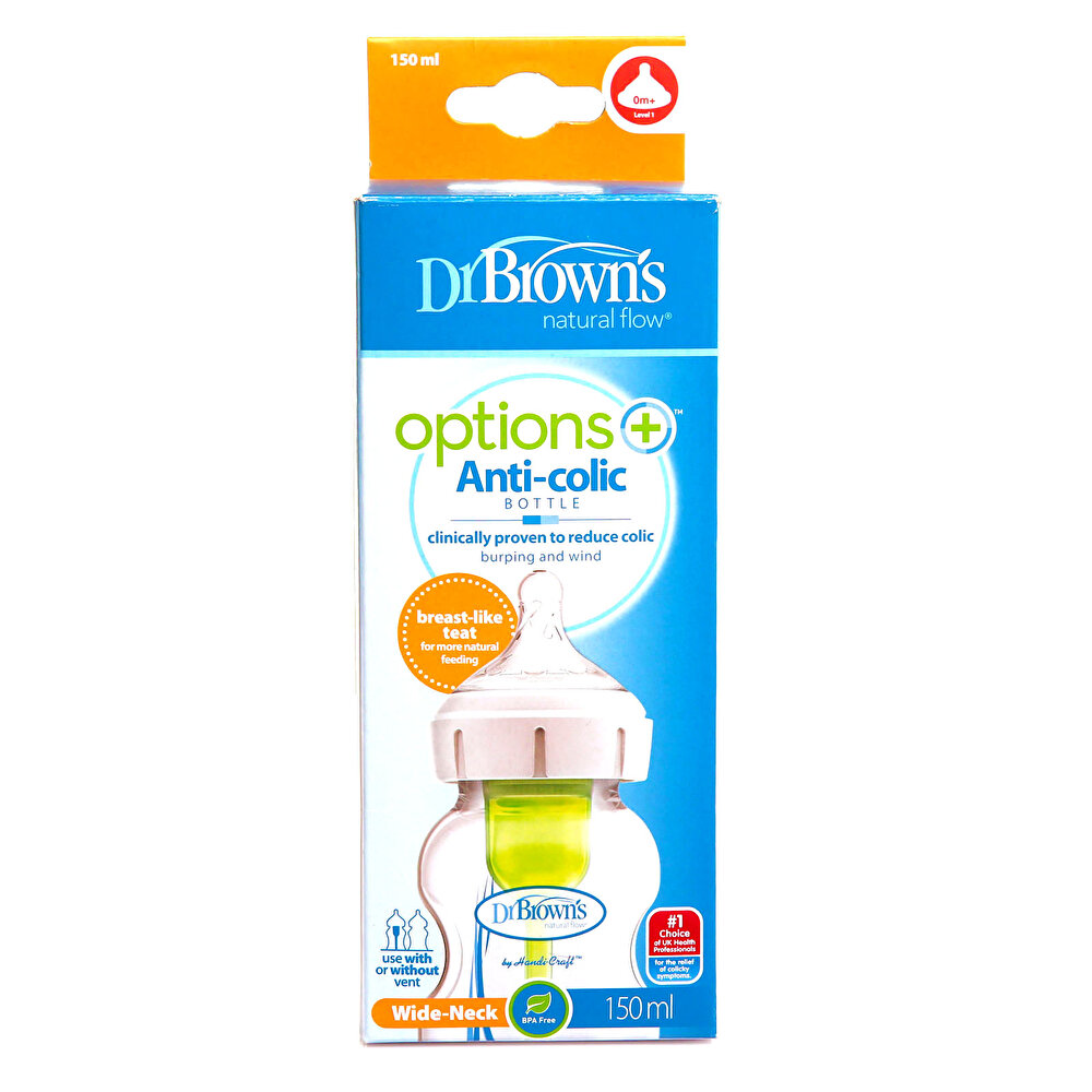 DB 51600 Dr Browns Options+ Geniş Ağız Antikolik PP Biberon 150 ml 0+ Ay