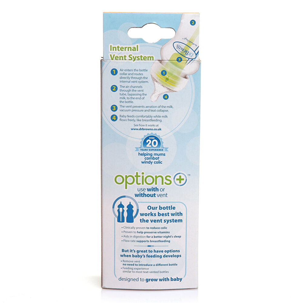 DB 51600 Dr Browns Options+ Geniş Ağız Antikolik PP Biberon 150 ml 0+ Ay