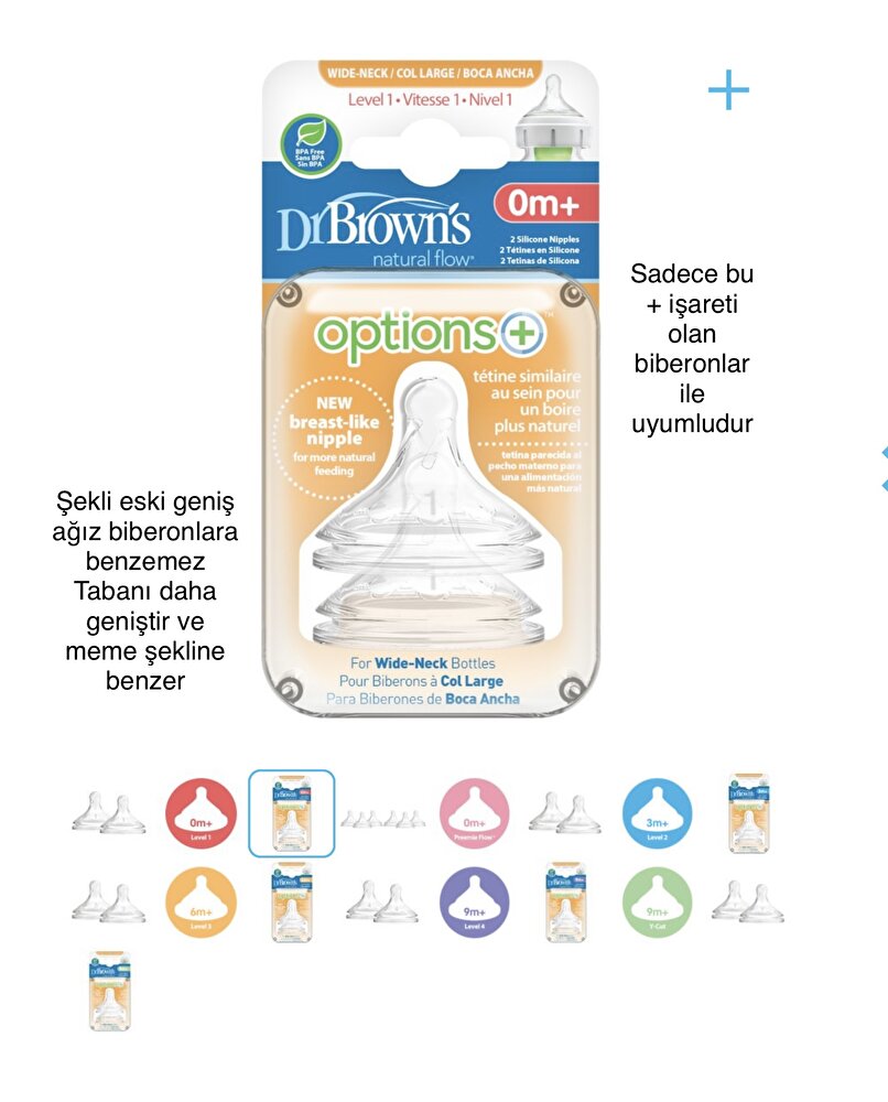 DB 91600 Dr Browns Options+ Geniş Ağız Antikolik PP Biberon 270 ml 0+ Ay