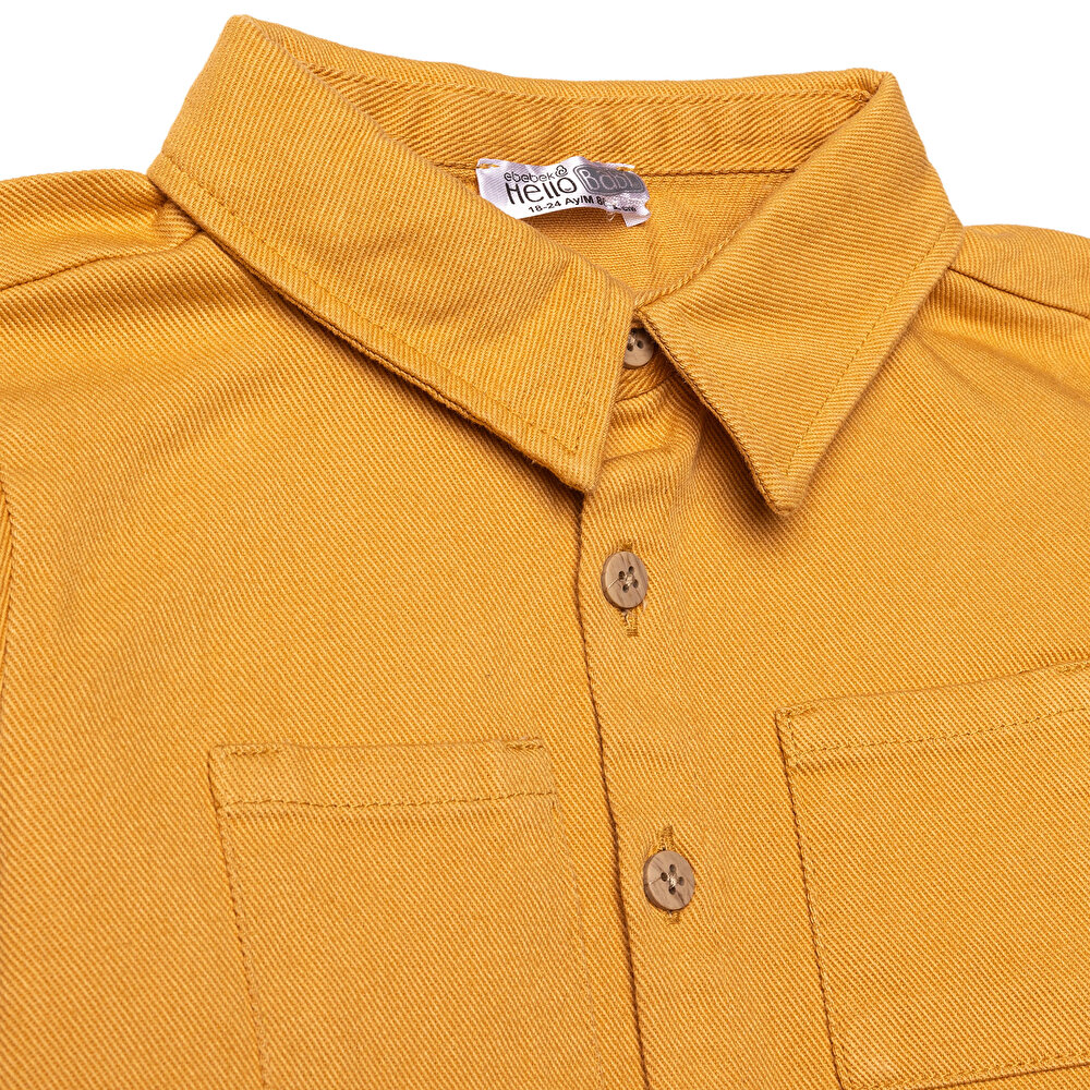 Erkek Bebek Gömlek-Pantolon Gabardin Gömlek Yaka Uzun Kol Reçme Paça