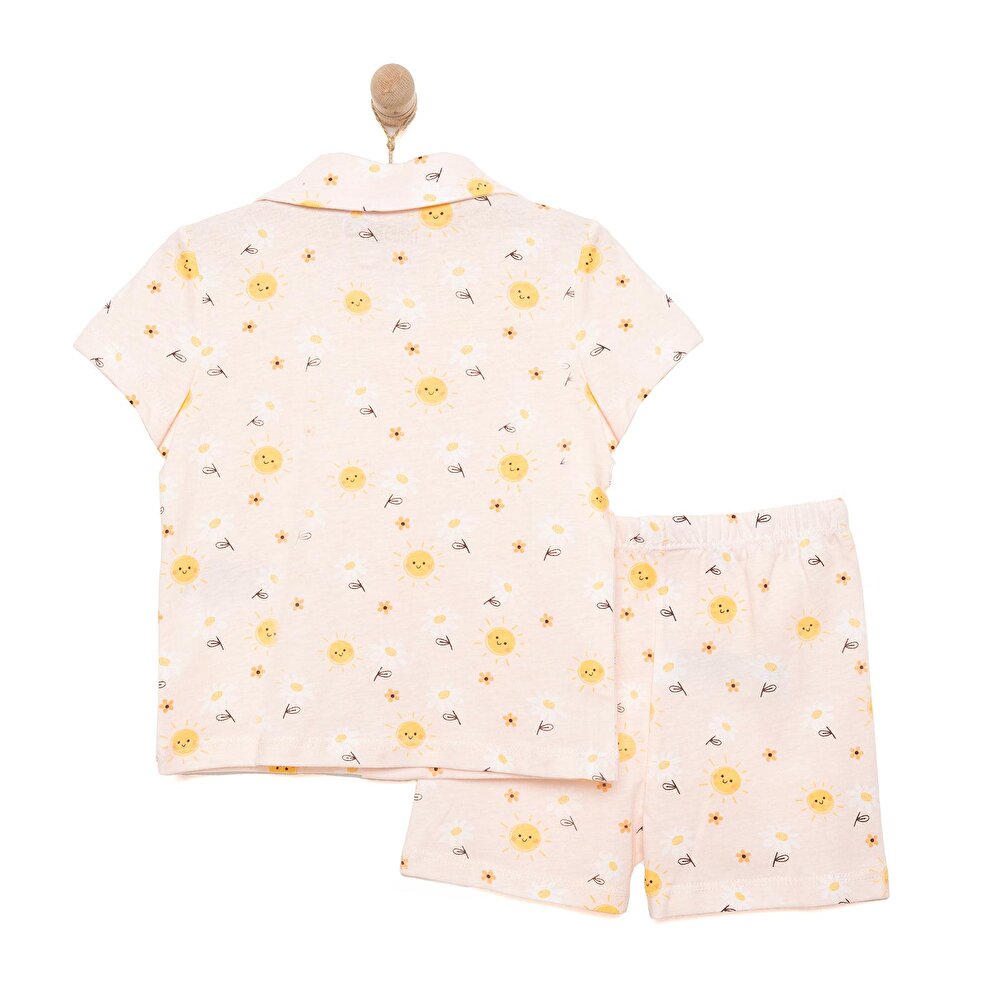 Gömlek Yaka Güneş Desenli Kısa Kol Pijama Takımı