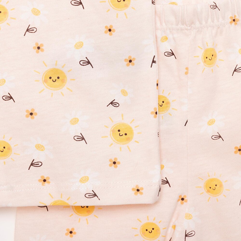 Gömlek Yaka Güneş Desenli Kısa Kol Pijama Takımı
