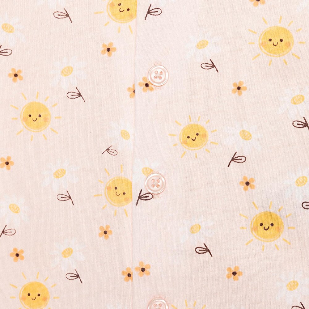 Gömlek Yaka Güneş Desenli Kısa Kol Pijama Takımı