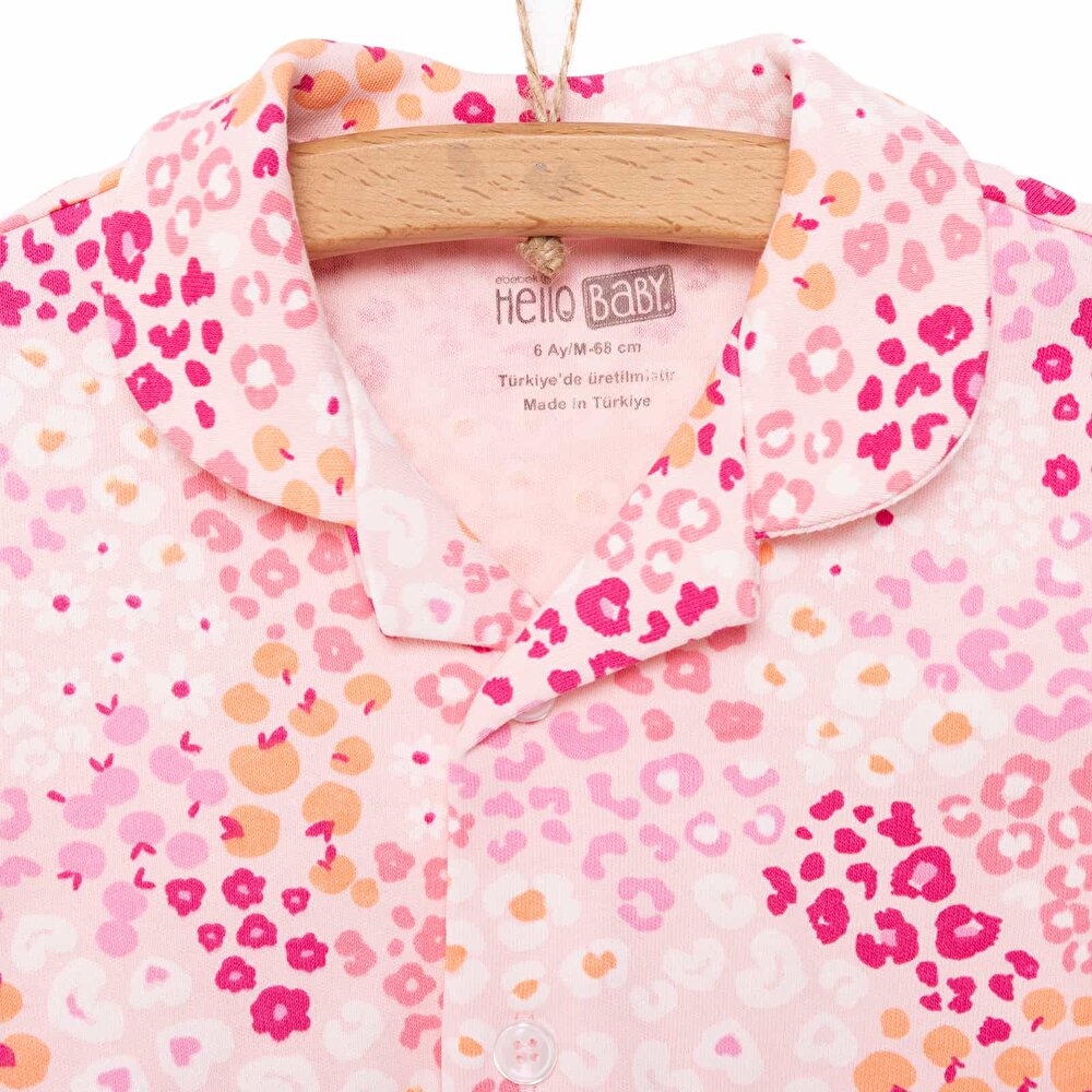 Gömlek Yaka  Mini Çiçek Desen Kız Bebek Pijama Takımı