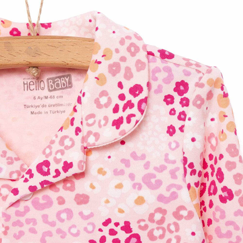 Gömlek Yaka  Mini Çiçek Desen Kız Bebek Pijama Takımı