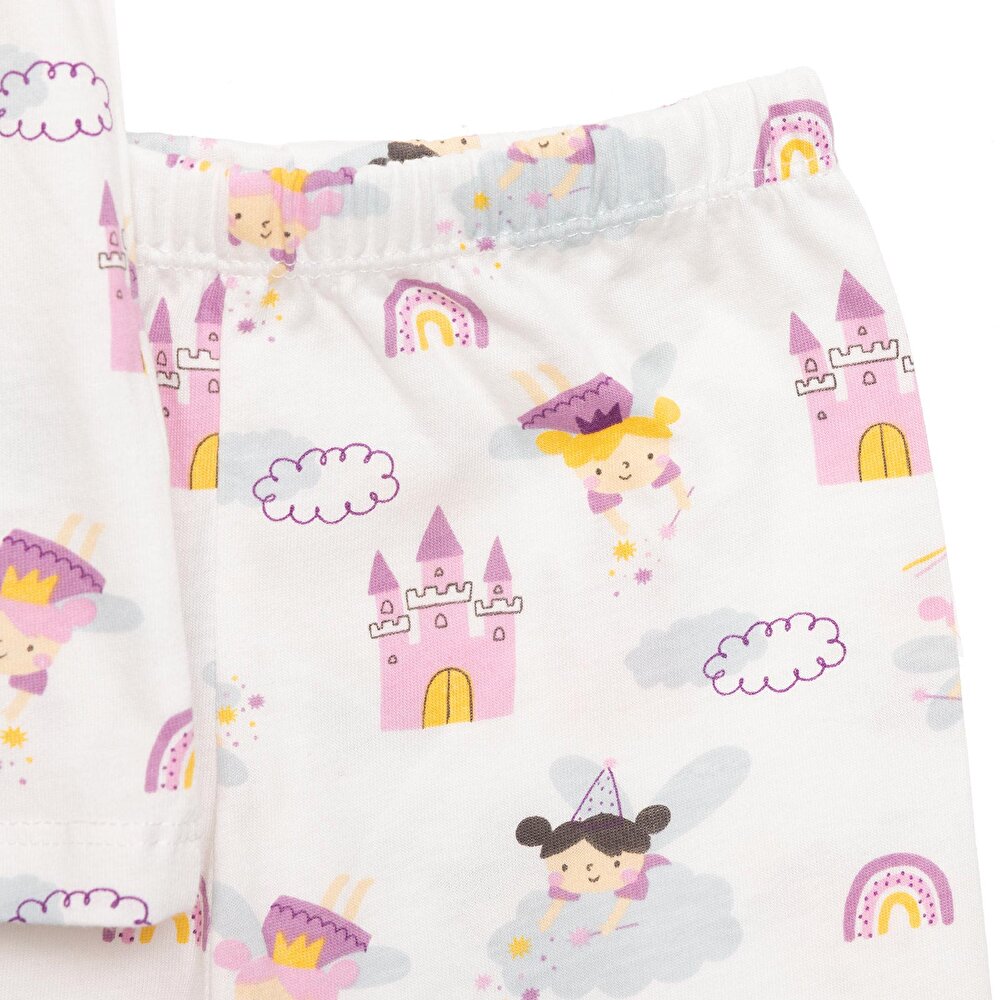 Gömlek Yaka Peri Desenli Kısa Kol Pijama Takımı
