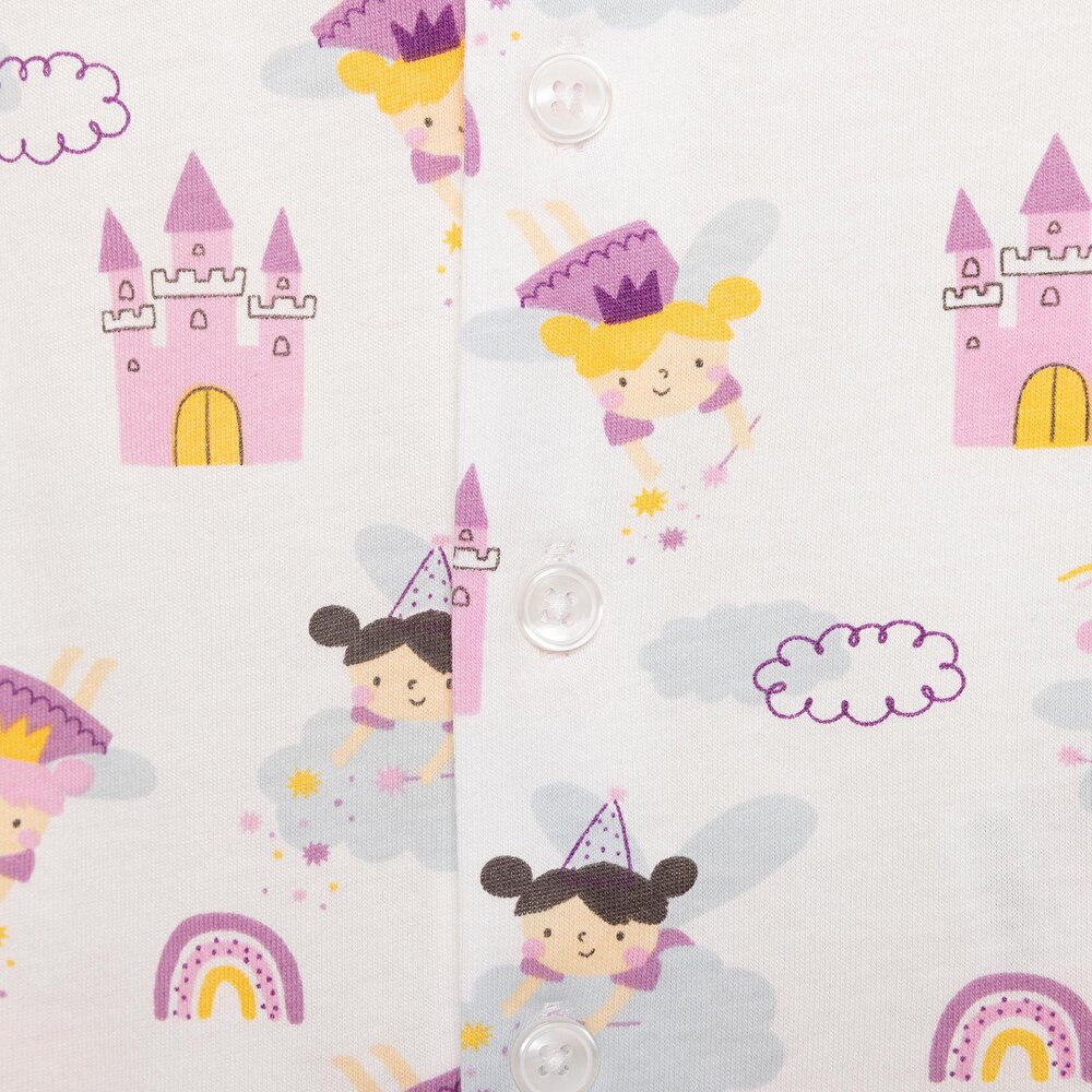 Gömlek Yaka Peri Desenli Kısa Kol Pijama Takımı