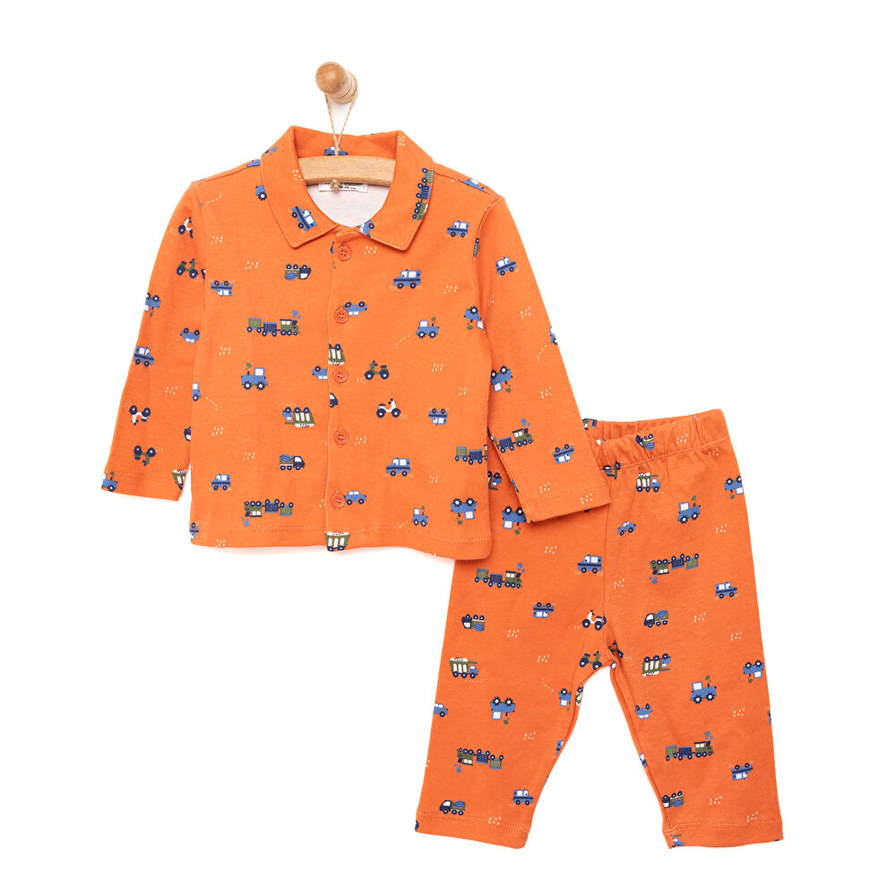 Gömlek Yaka Traktör Desen Erkek Bebek Pijama Takımı