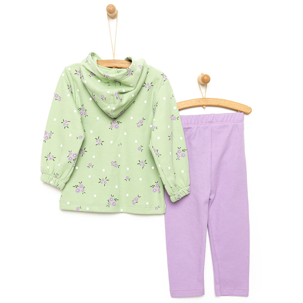 Green Lilac Kapüşonlu Sweatshirt - Tayt Takım Kız Bebek