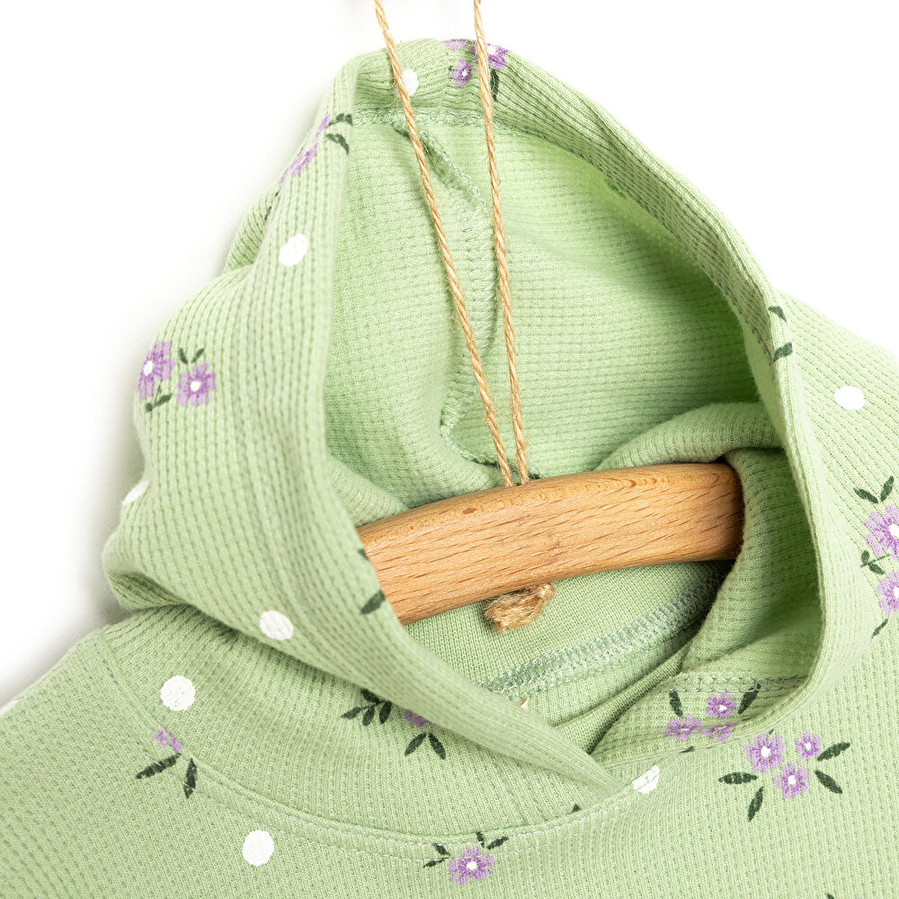 Green Lilac Kapüşonlu Sweatshirt - Tayt Takım Kız Bebek